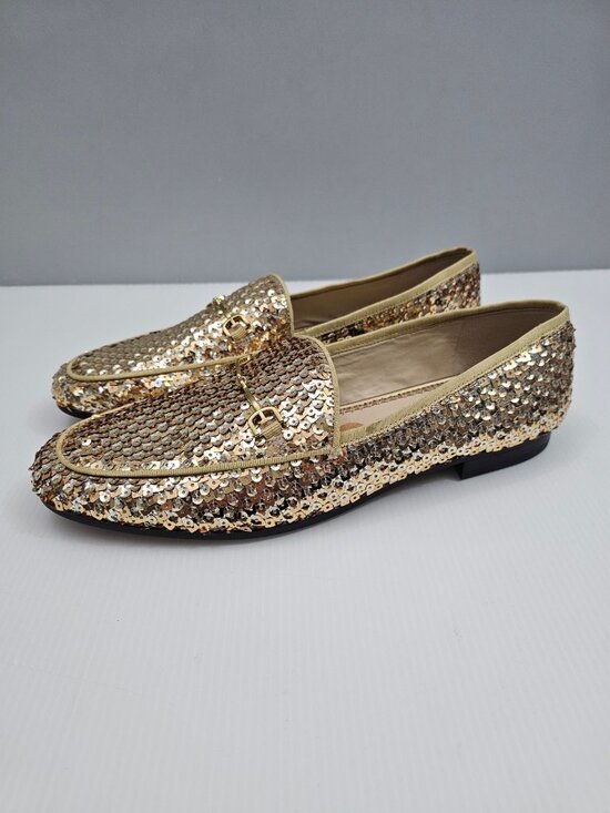 Sam Edelman Shoes - Sam Edelman Loraine Horsebit Loafer Womens 9.5 Gold Multi Sequin Slip On Flats